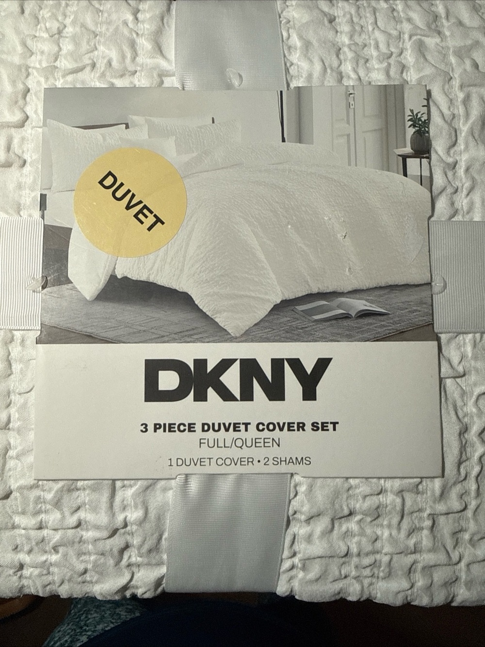 DKNY White 3-Piece Duvet Cover Set - Full/Queen White NWT